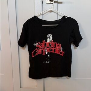 Sabrina Carpenter Black Graphic Tee with Red Logo